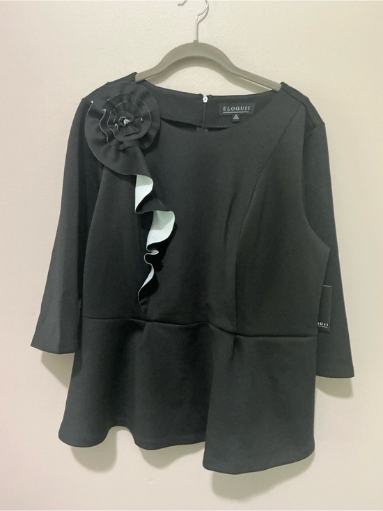 Eloquii Tops - Eloquii Black Peplum Top and Camo Pencil Skirt